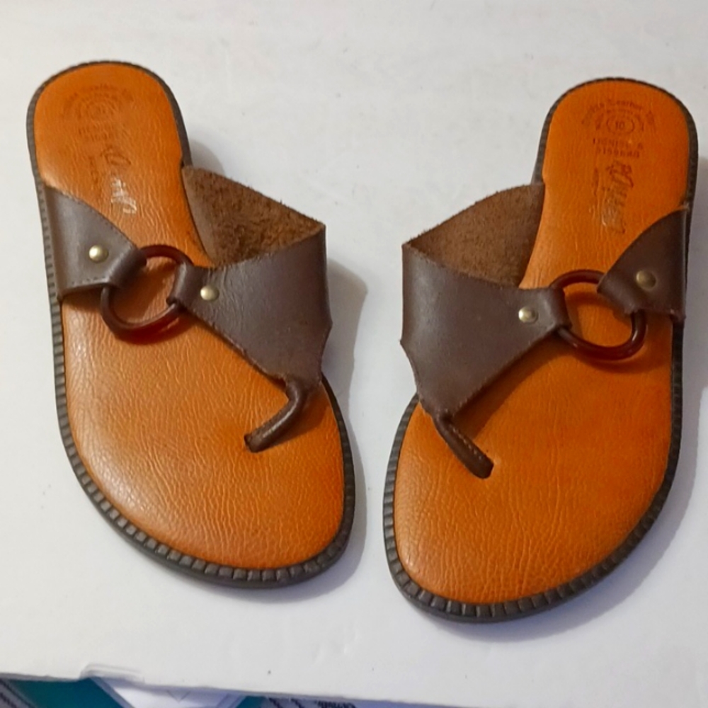 Romano brown leather thong sandals-sz 10